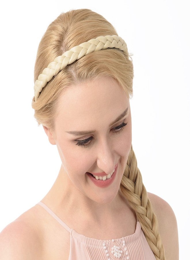 DIGUAN Width 0.6 inches Narrow Synthetic Hair Plaited Headband Braid With Teeth Hair Band Accessories for Women Girl (Buttered Toast) - Image 5